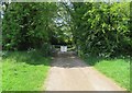 Skeffington Road into the woods with gate closed in LE7 9YD