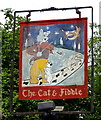 Sign for the Cat & Fiddle, Radlett in WD7 7LN