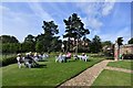 Hindringham Hall: Outdoor seating for the tea room in Hindringham