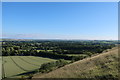 View over Vale of Pewsey from Giant's Grave hilltop in SN8 4HX
