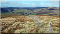Looking down the fence on Banc Mawr in Ysbyty Ystwyth Community