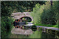 Narrowboat at Springs Bridge near Cheddleton in Staffordshire in ST13 7LE