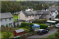 Houses in Finsthwaite Lane, from the railway in LA12 8PX