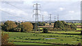 Farmland and pylons near Trescott in Staffordshire in WV6 7EY