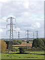 Pylons and farmland near Trescott in Staffordshire in WV6 7EY