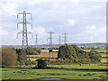 Staffordshire farmland and pylons near Trescott in WV6 7EY