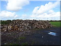 Wood pile beside the B4318 in St. Florence Community