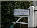 Faulkbourne Hall sign in Faulkbourne