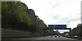 Sign gantry over M56 southbound ahead of junction 5 in M23 2XR