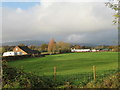 Looking over Willows End to the cloud covered Malverns in WR13 6PE