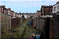Alleyway behind Angela Street, Blackburn in BB2 4RU