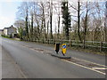 Keep Left signs on an island on the A4109, Pantyffordd in SA10 9BN
