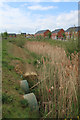 Drainage channel between new housing in PE2 8GQ