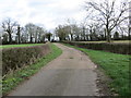 A hedge-lined Church Lane, Winfarthing in IP22 2EA