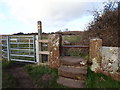 Sandstone stile and kissing gate at the Old Quay in CH64 0SD
