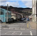 West along Dyfodwg Street, Treorchy in CF42 6TS