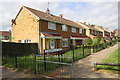 Semi-detached houses of Scarborough Walk, off Gainsborough Road in NN18 9BE