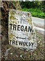 Old Guide Stone by Tressaddern Water Mill, Tregatillian in TR9 6JE