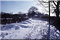 Snowdrifts along Church Road, Tadley in RG26 3TS