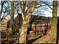 Old railway goods van and barns at Stone Stile in NE47 9QZ