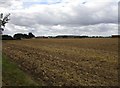 Stubble field and farm off Moat Road in Shepherds' Gate