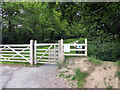 Gate at the entrance to Coed Gogerddan [wood] in SY23 3EE