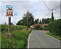 Little Bardfield: village sign and almshouses in CM7 4TU
