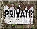Private sign in the woods south of Woodhouse Lane in LE11 3YG
