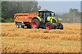 Tractor and trailer waiting for the harvester in SP7 0EU