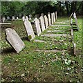Row of graves at Hunston Church, West Sussex in Hunston