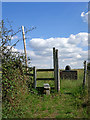 Footpath and stile south of Stourton in Staffordshire in DY7 6PF