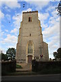 War memorial and tower of St. Mary's church, Hillington in PE31 6DD