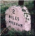 Old Milestone (south face) by the A1151, Wroxham Road, south west of Wroxham in NR13 6NH