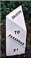Old Milepost (east face) by the A1067, Drayton High Road, Drayton in NR6 5FA