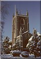 St Peter's Church in winter in AL1 4AA