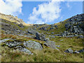 Looking up to the col between Beinn Narnain and Cruach nam Miseag in G83 7AL
