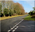 Road through the western edge of Raglan, Monmouthshire in NP15 2HD