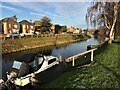 Boat moored on the Well Creek in Upwell, Norfolk in PE14 9AF