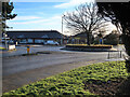 Roundabout and shops, Netherton Road, Wishaw in ML2 0DJ