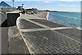 Curved and sloping sea walls, Southsea in PO5 3PA