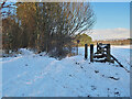 Woodland path and stile above Meikle Glen, Hamilton in ML3 7YH