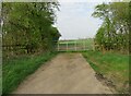 Entrance to field north of Gilmorton Lane alongside the M1 in LE17 5NB
