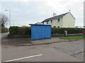 Blue bus shelter on a Llanharry corner in CF72 9FA