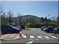 Car Park at KFC Glynneath (off A465) with hill behind in SA11 5PN