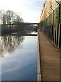 Cantilevered boardwalk over the South Yorkshire Navigation (canal) in S60 2AJ