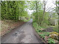 Minor road beside derelict works at Cults Hill in KY15 7TD