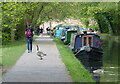 Narrowboats moored along the Worcester and Birmingham Canal in B15 3SR