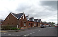 Red sandstone houses on Buccleuch Road, Sanquhar in DG4 6BJ