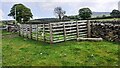 Livestock pen and discarded stone gatepost in field on NW side of Brown Bank Lane in BD20 0NN