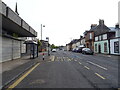 Bus stop and shelter on High Street (B769), Stewarton in KA3 5DW